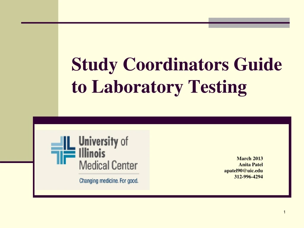 PPT - Study Coordinators Guide to Laboratory Testing PowerPoint ...