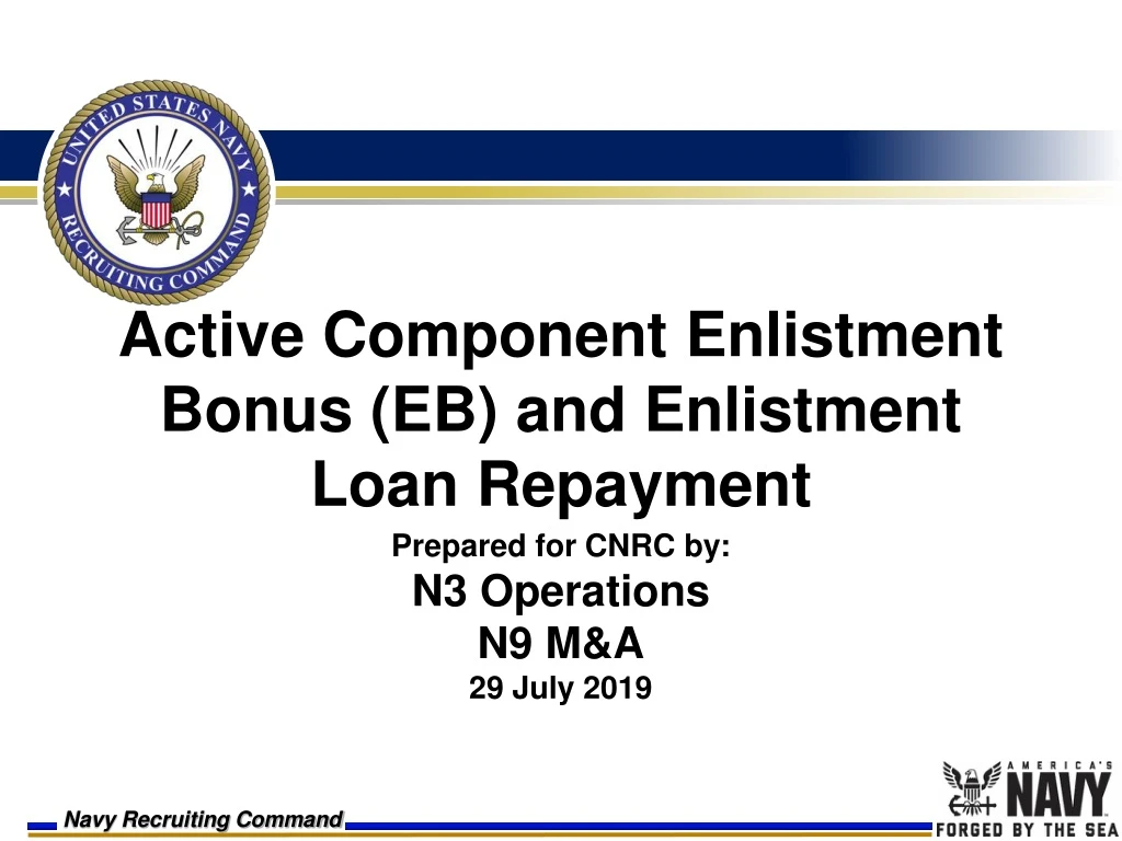 PPT - Active Component Enlistment Bonus (EB) And Enlistment Loan ...