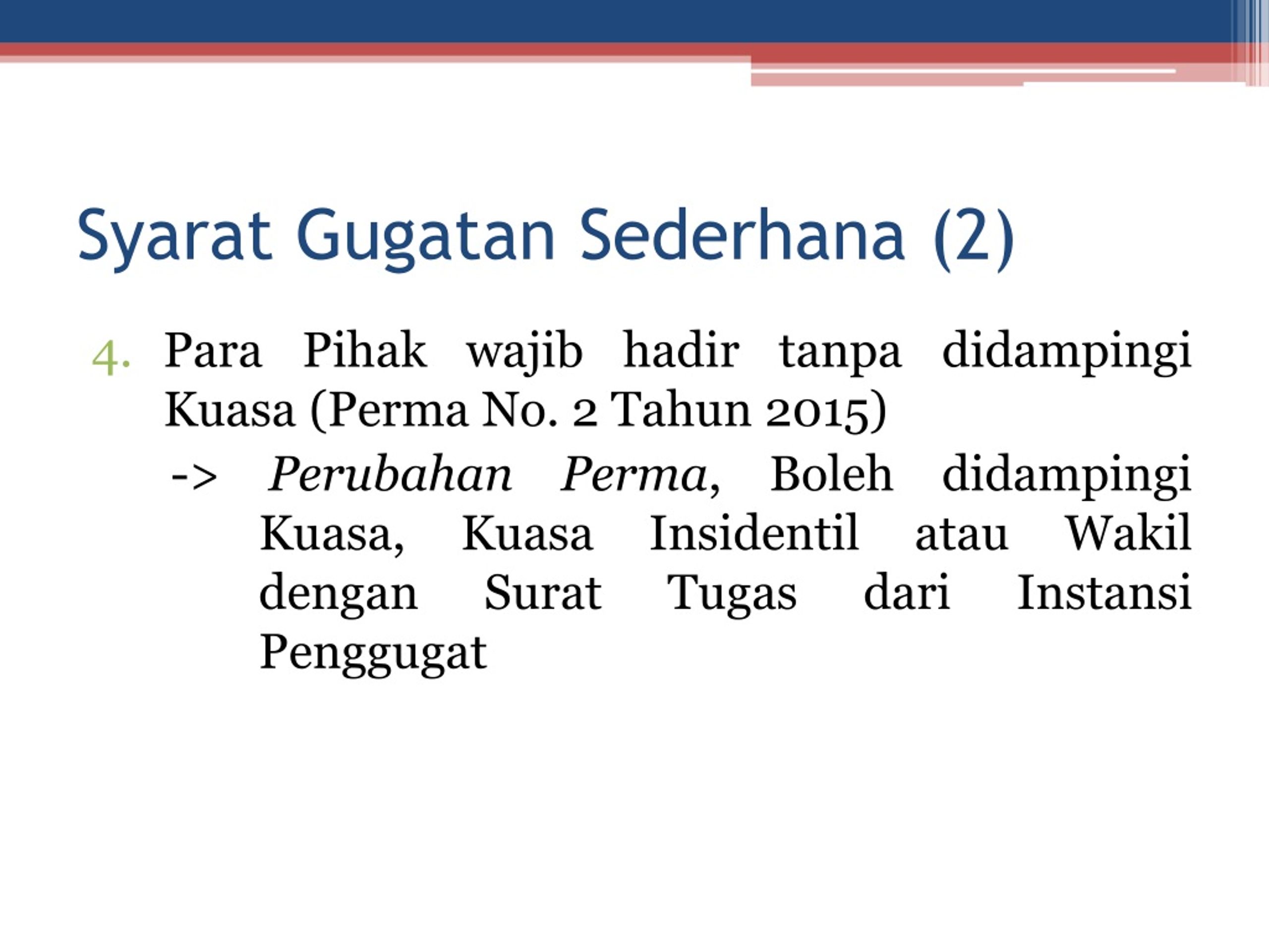 PPT - Tata Cara Penyelesaian Gugatan Sederhana PERMA No. 2 Tahun 2015 ...