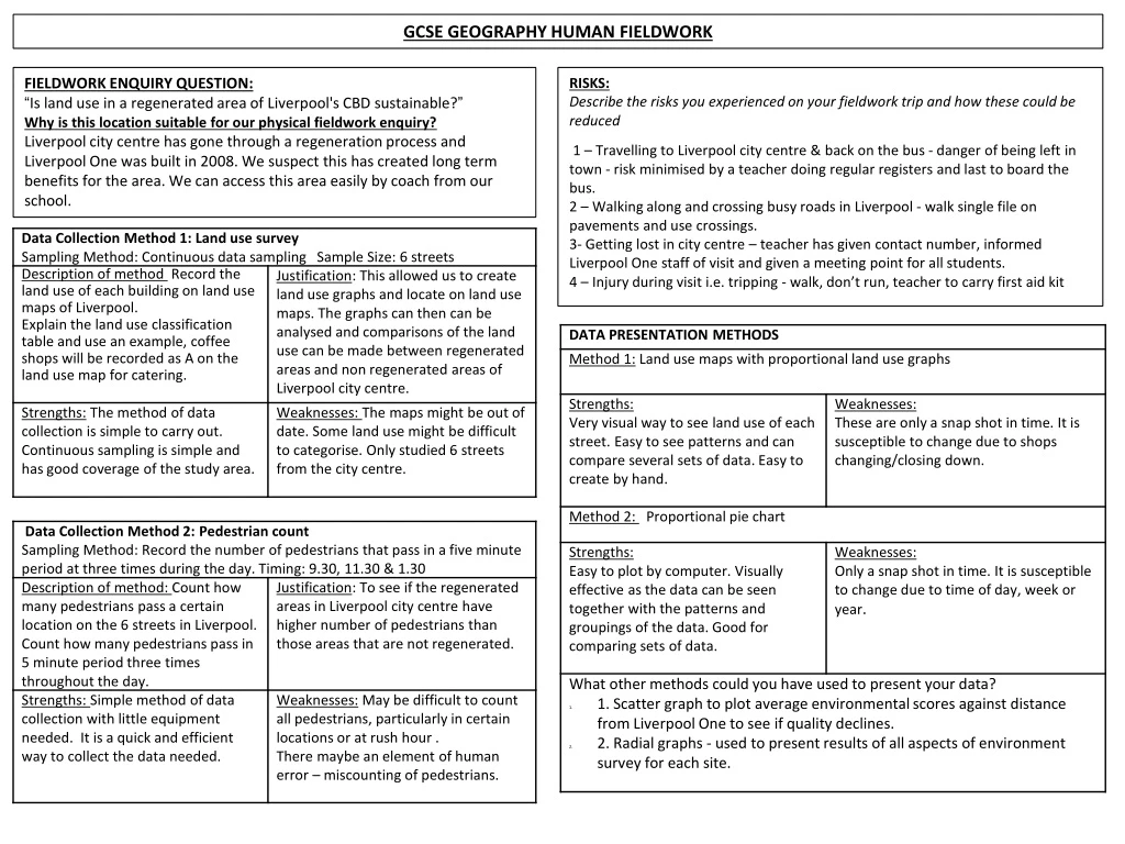 PPT - GCSE GEOGRAPHY HUMAN FIELDWORK PowerPoint Presentation, free ...