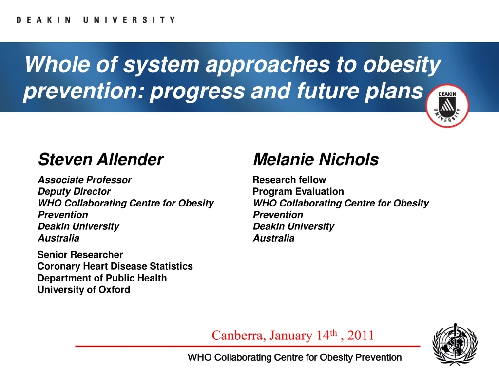 Ppt Whole Of System Approaches To Obesity Prevention Progress And Future Plans Powerpoint