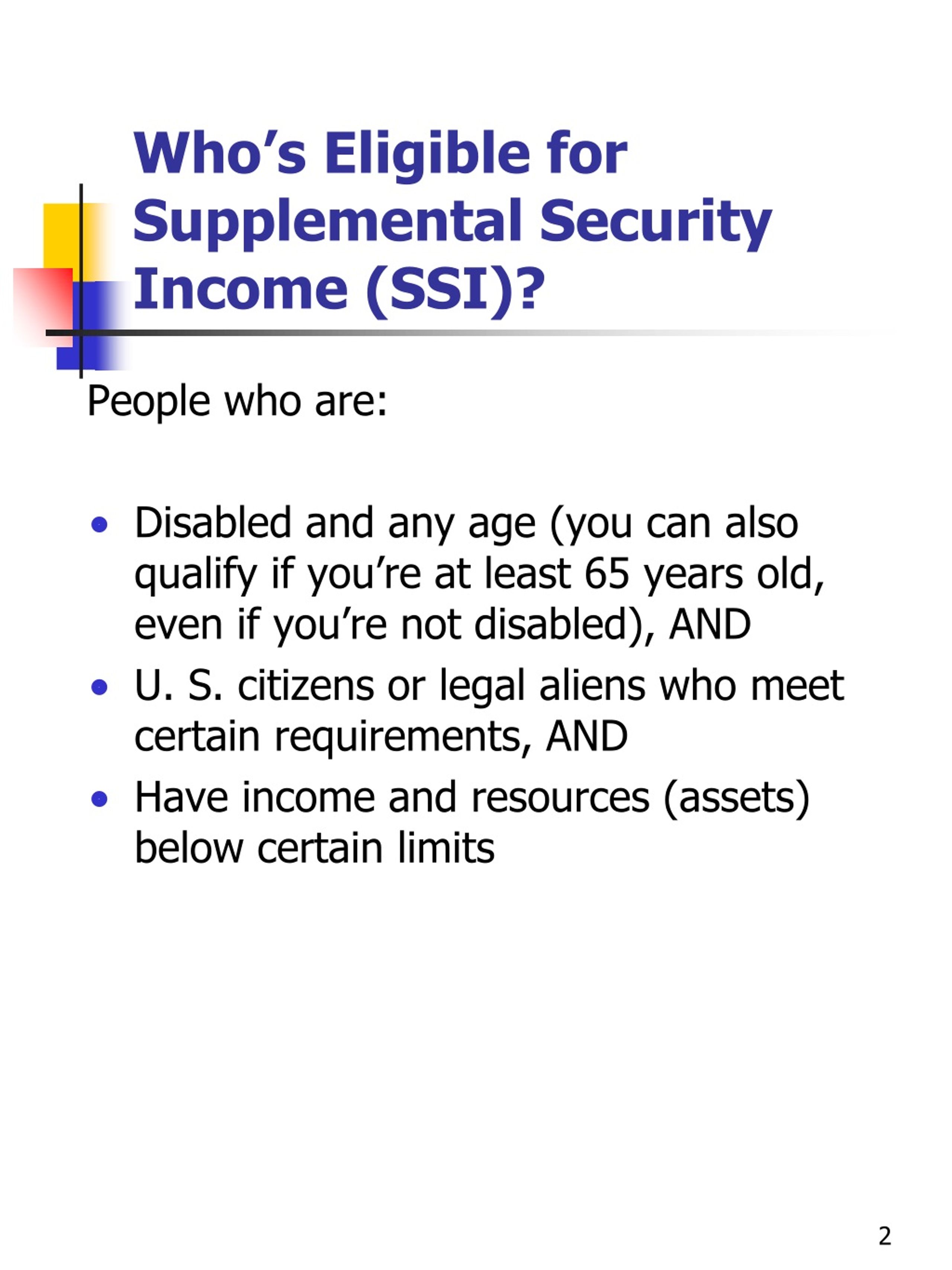 PPT - SUPPLEMENTAL SECURITY INCOME (SSI) FOR YOUNG ADULTS: PowerPoint ...