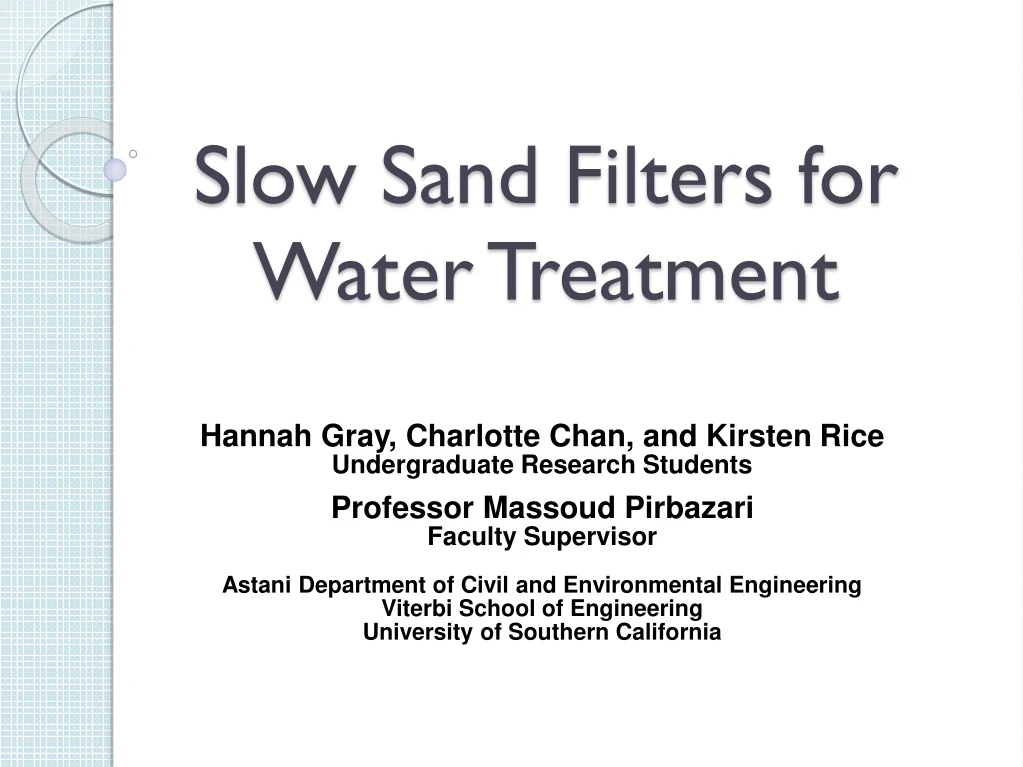 PPT - Slow Sand Filters for Water Treatment PowerPoint Presentation ...