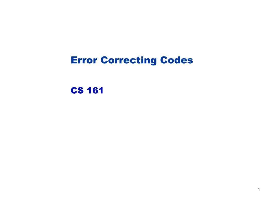 PPT - Error Correcting Codes PowerPoint Presentation, Free Download ...