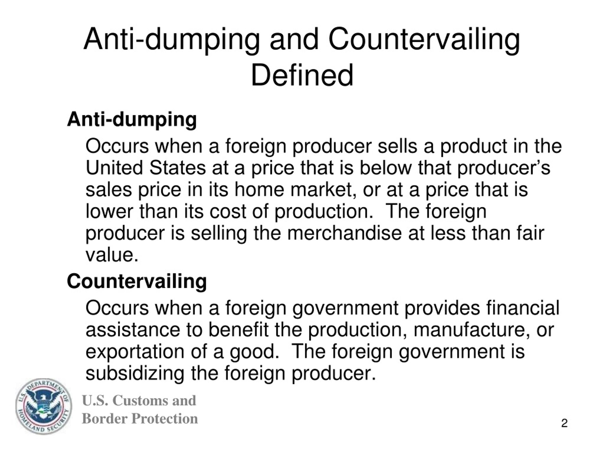 PPT ANTIDUMPING AND COUNTERVAILING DUTY PowerPoint Presentation