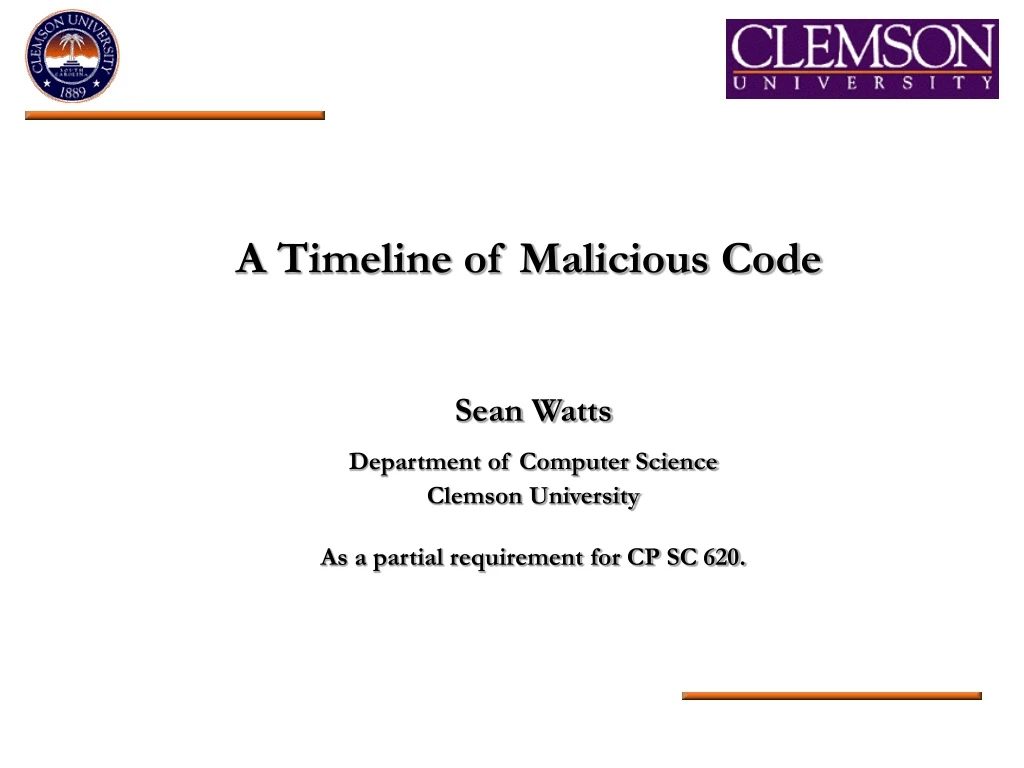 a timeline of malicious code n.