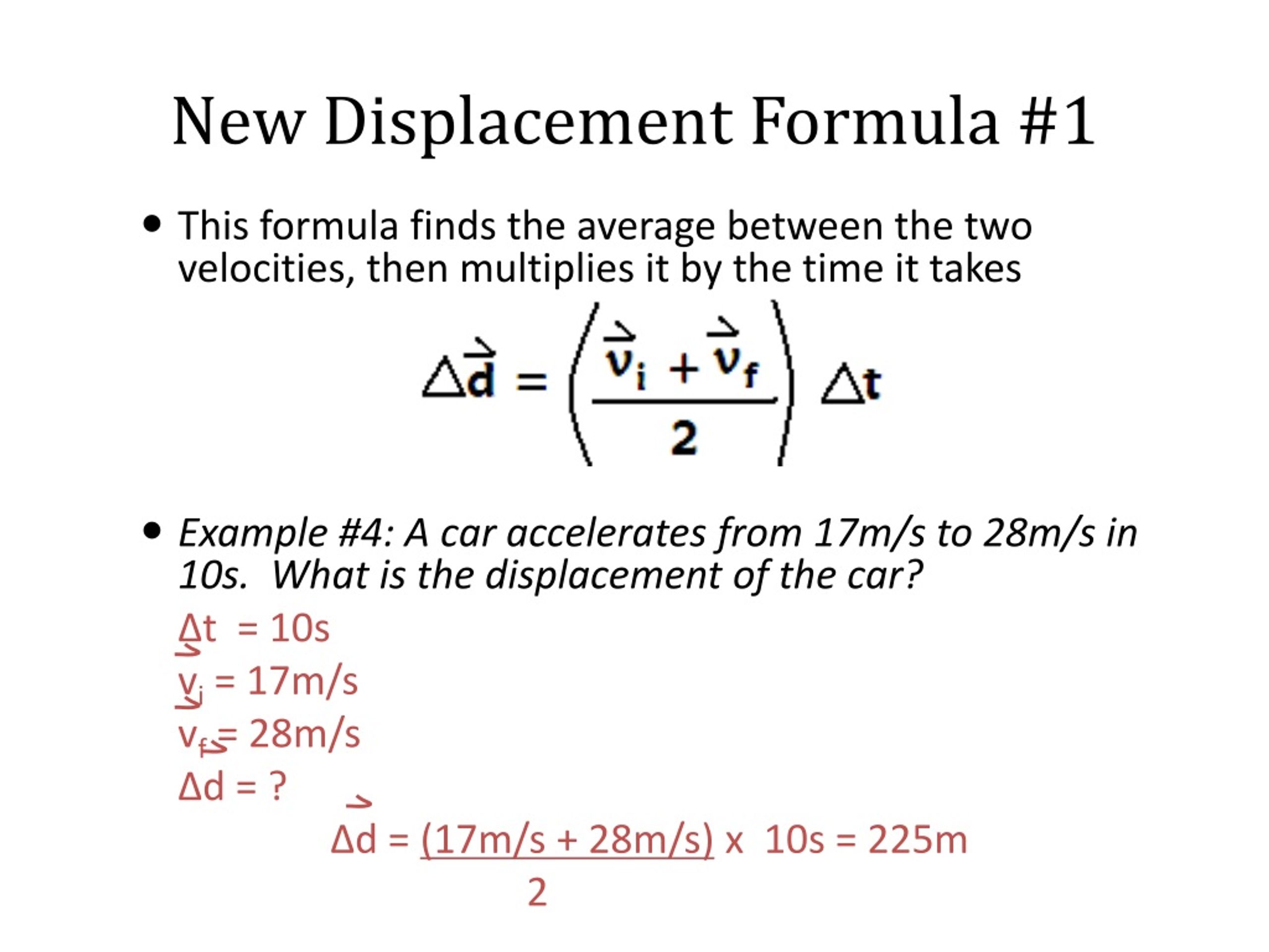 displacement formula