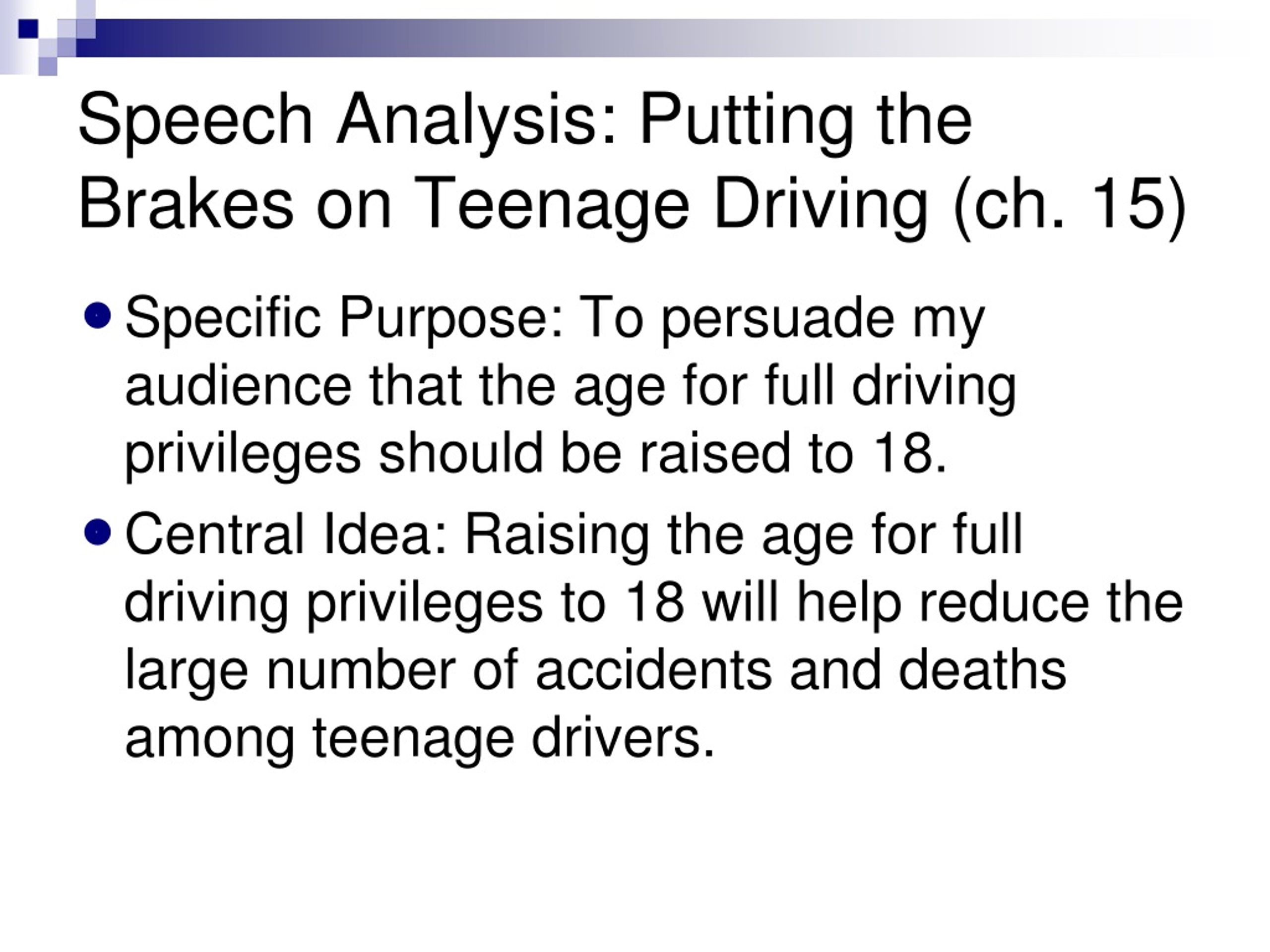 speech on teenage driving