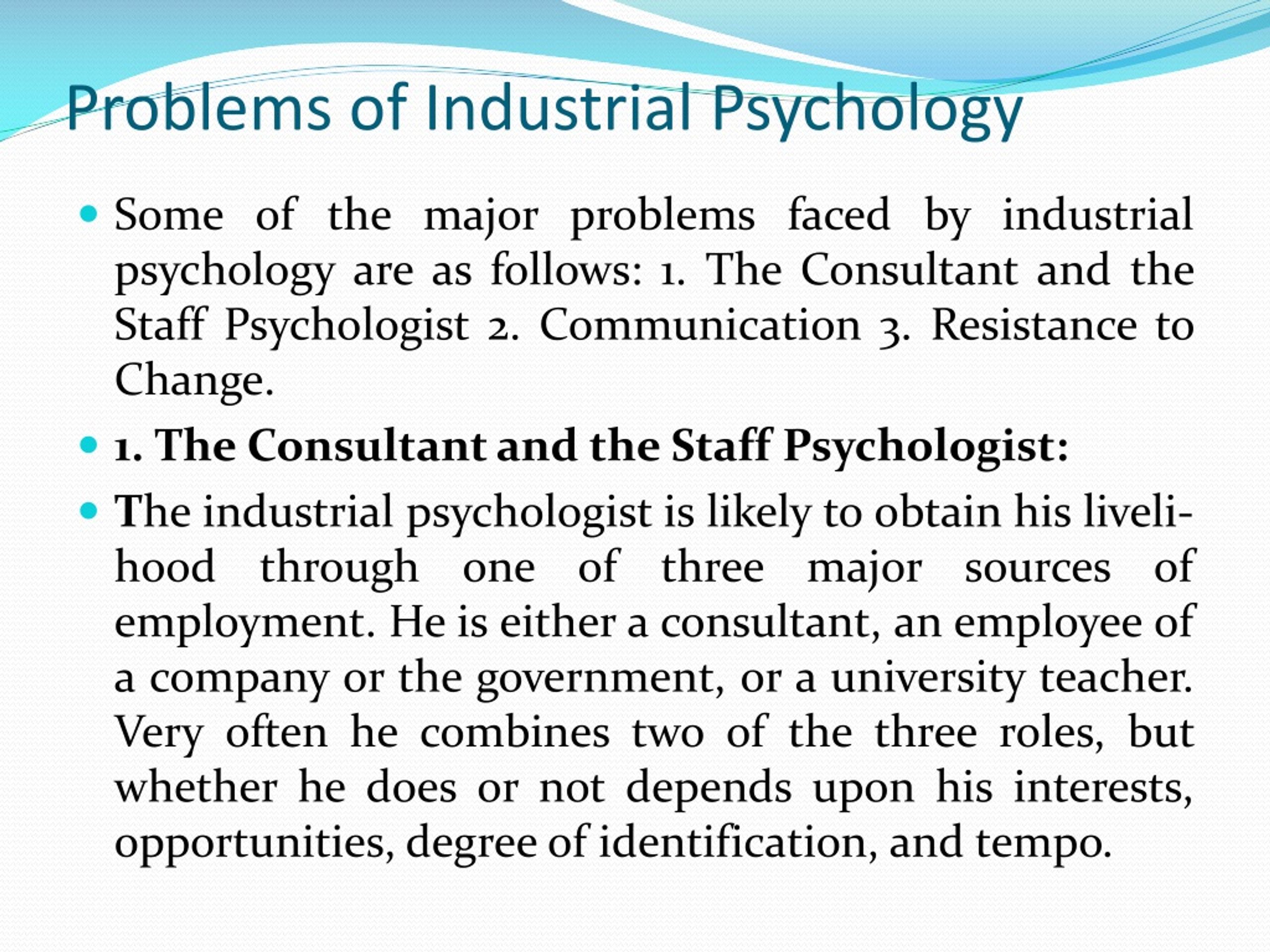 case study in industrial psychology