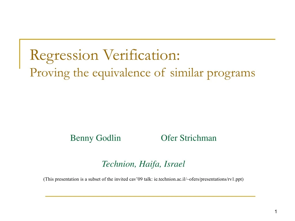 regression verification proving the equivalence of similar programs n.