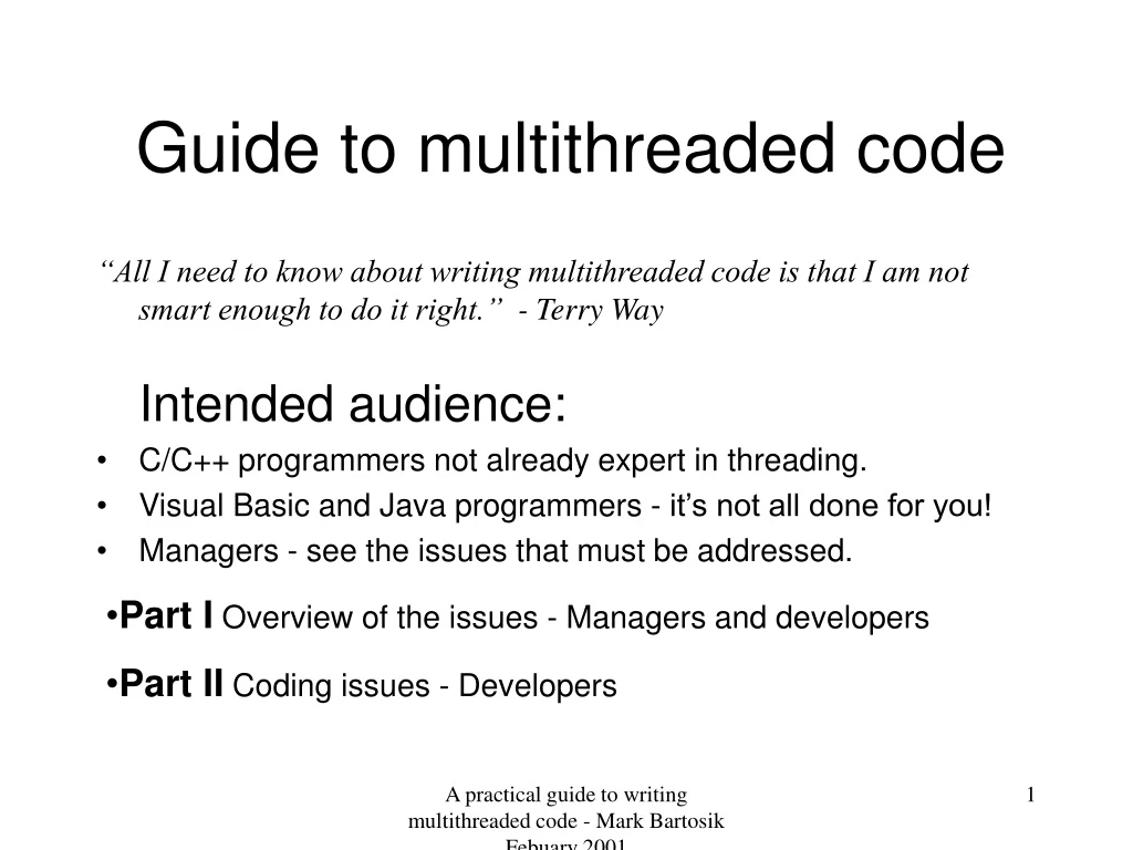 PPT - Guide to multithreaded code PowerPoint Presentation, free ...