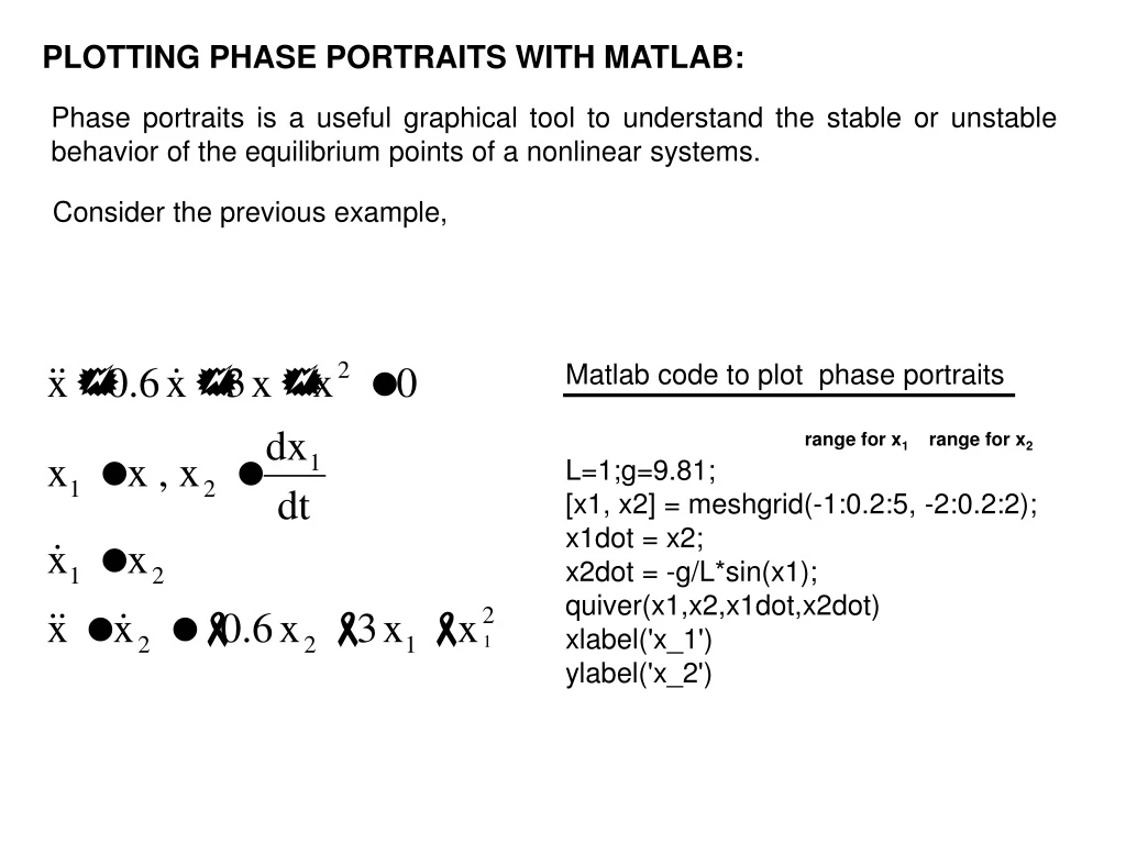 PPT - PLOTTING PHASE PORTRAITS WITH MATLAB: PowerPoint Presentation ...