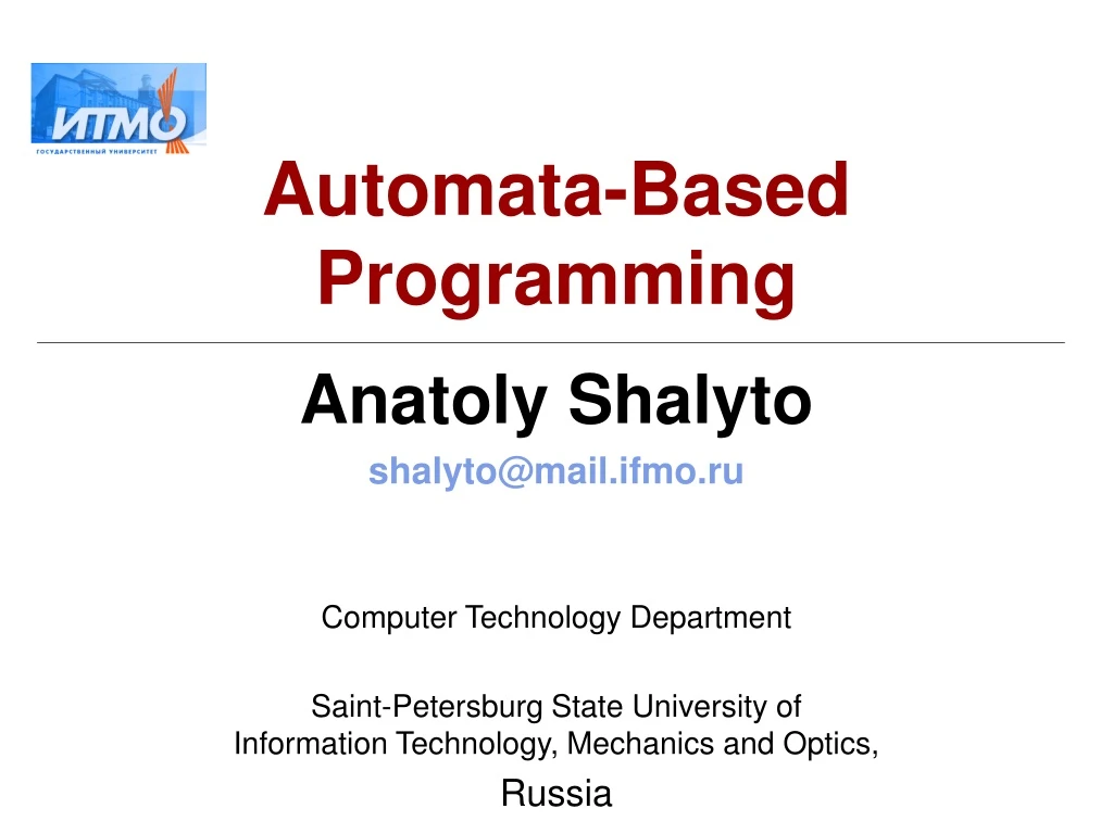 PPT AutomataBased Programming PowerPoint Presentation, free download