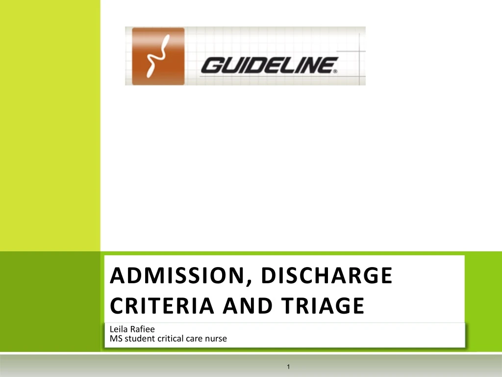 PPT - ADMISSION, DISCHARGE CRITERIA AND TRIAGE PowerPoint Presentation ...