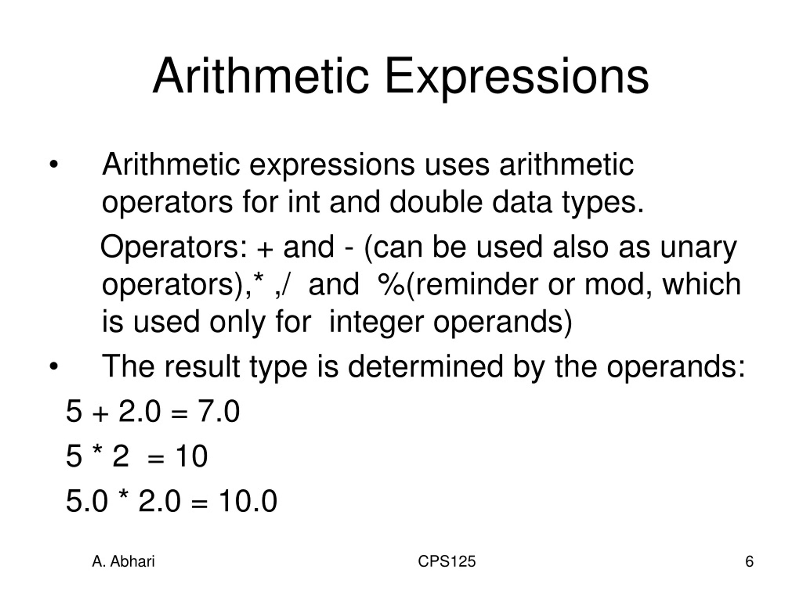 PPT - Topic 3: Data Types, Arithmetic Expressions and Functions ...