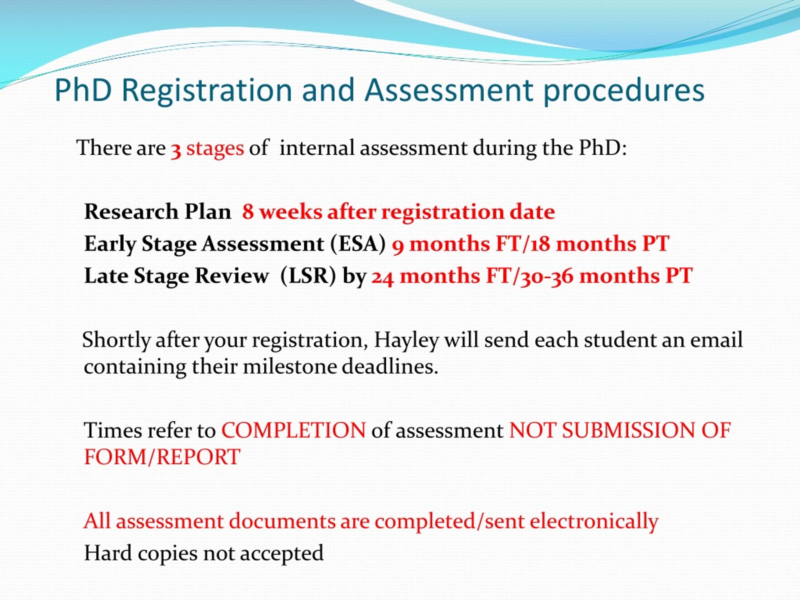 phd assessment criteria