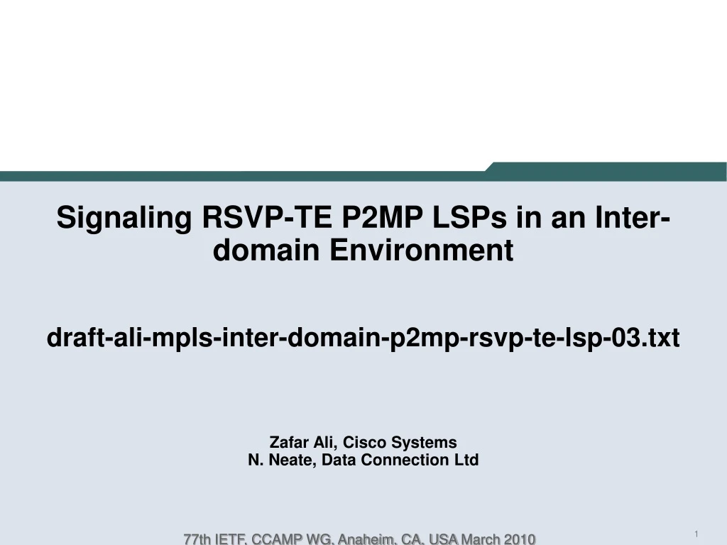 signaling rsvp te p2mp lsps in an inter domain n.