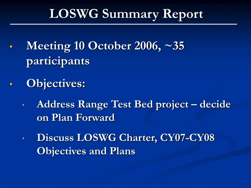 loswg summary report n.