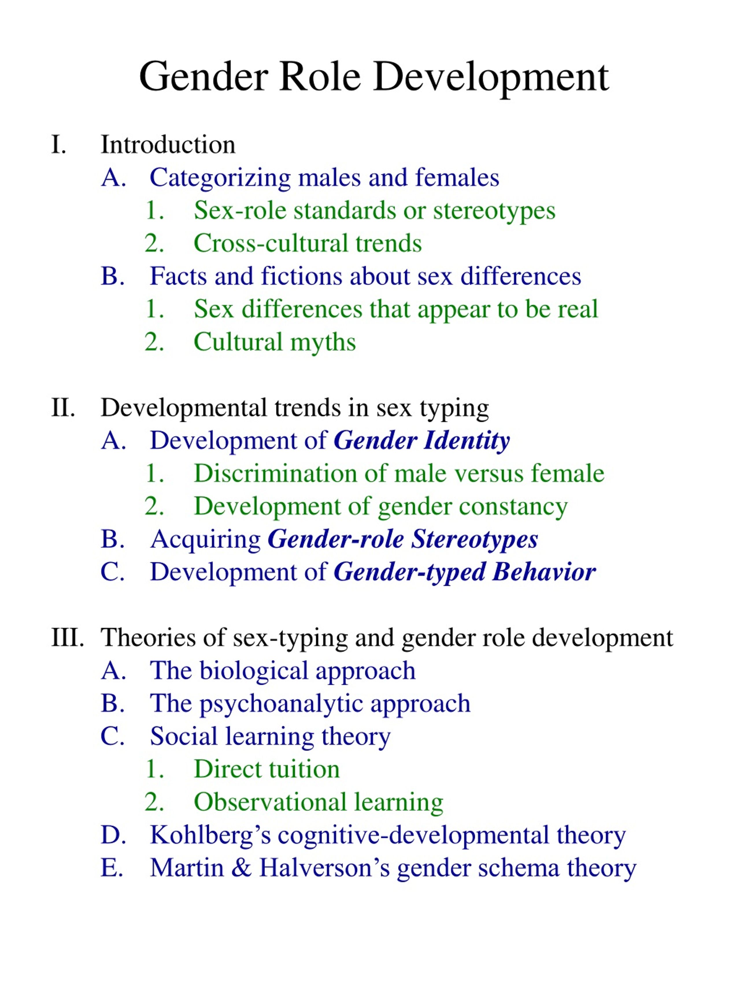 gender role development essay