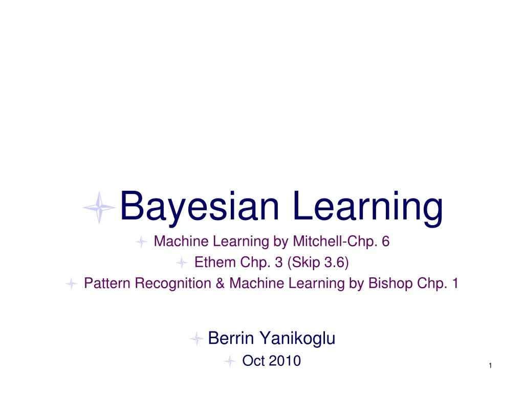 PPT - Bayesian Learning Machine Learning By Mitchell-Chp. 6 Ethem Chp ...