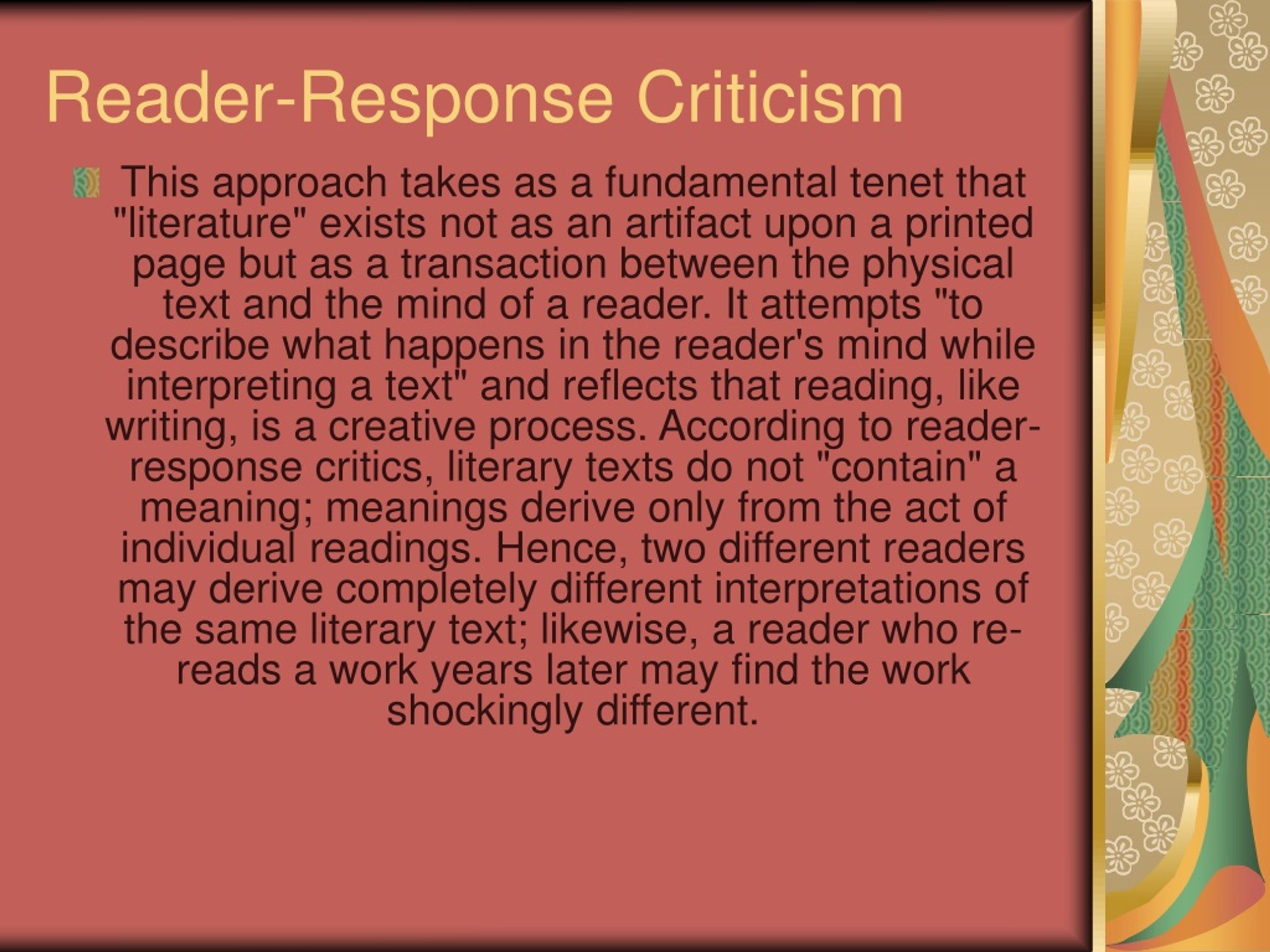 research paper on reader response criticism