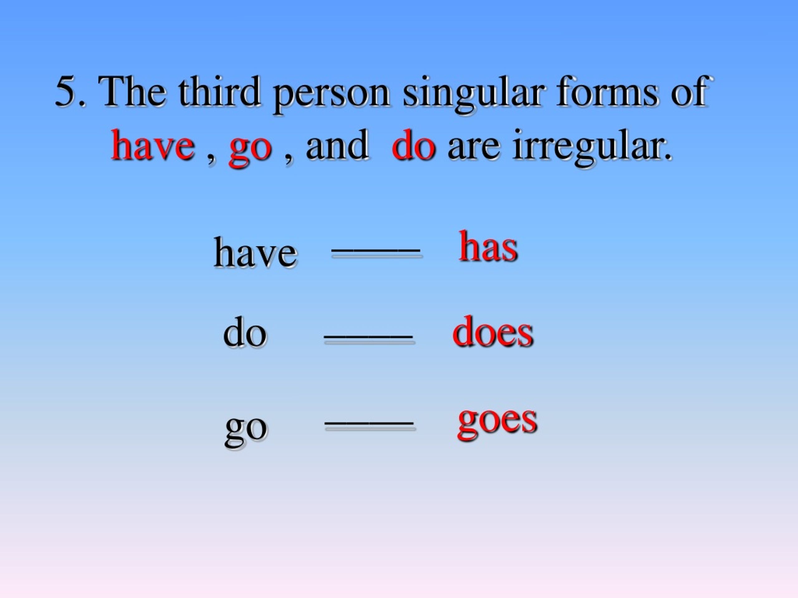 Write the third person singular