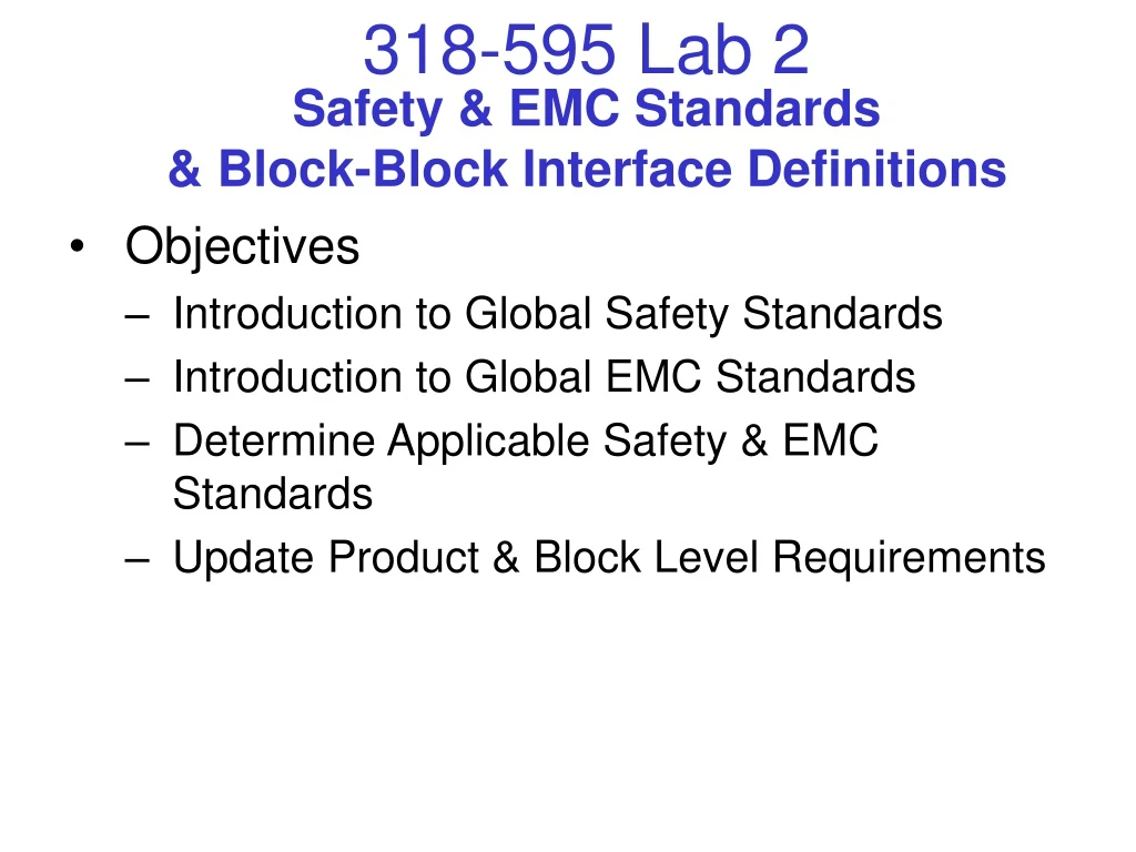 PPT - Safety & EMC Standards & Block-Block Interface Definitions ...