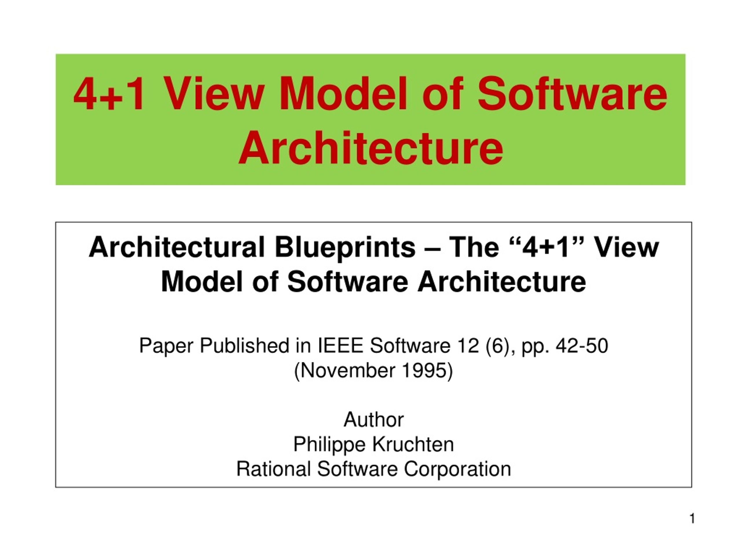 PPT - 4+1 View Model Of Software Architecture PowerPoint Presentation ...