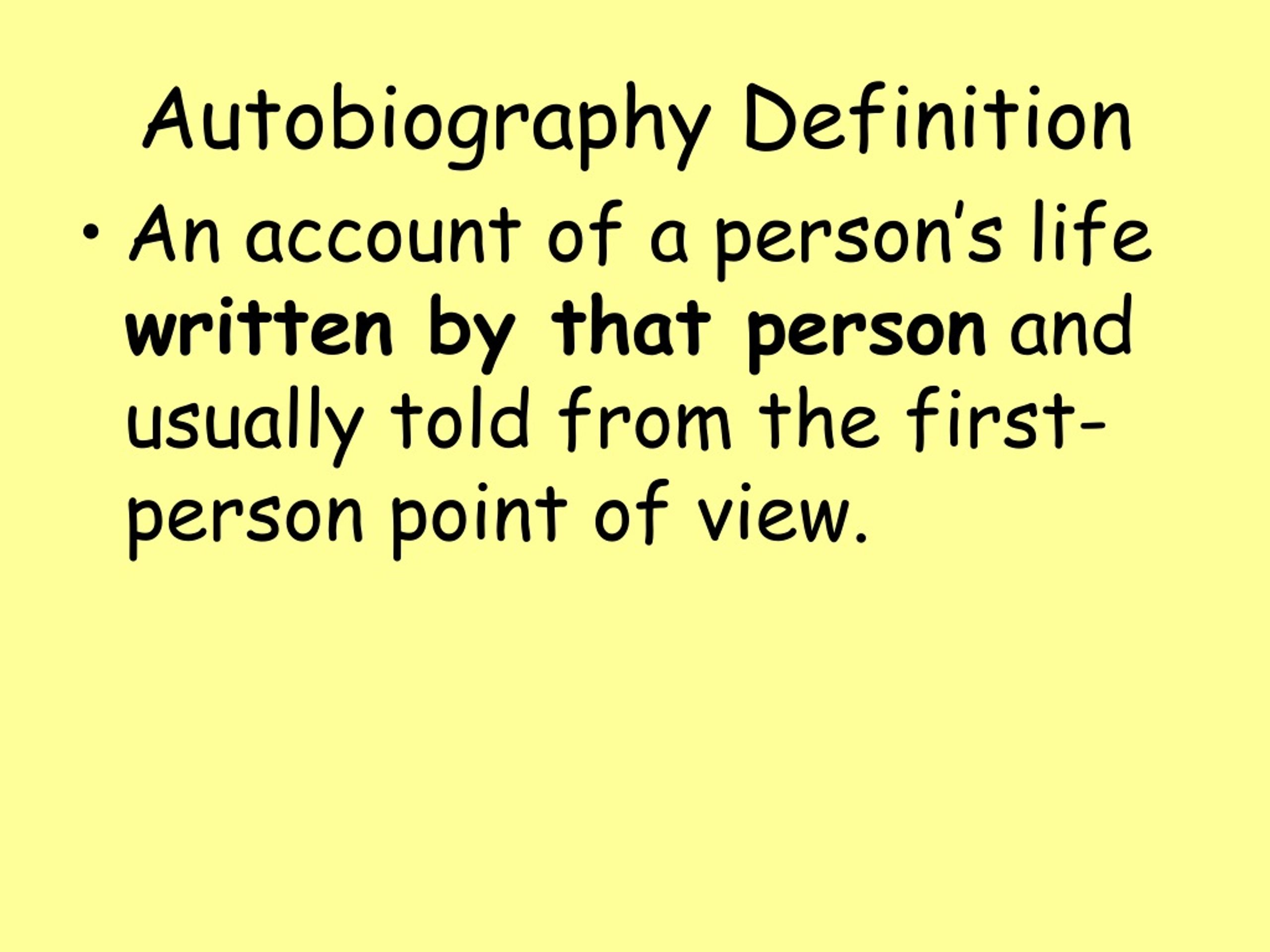 autobiography dictionary meaning