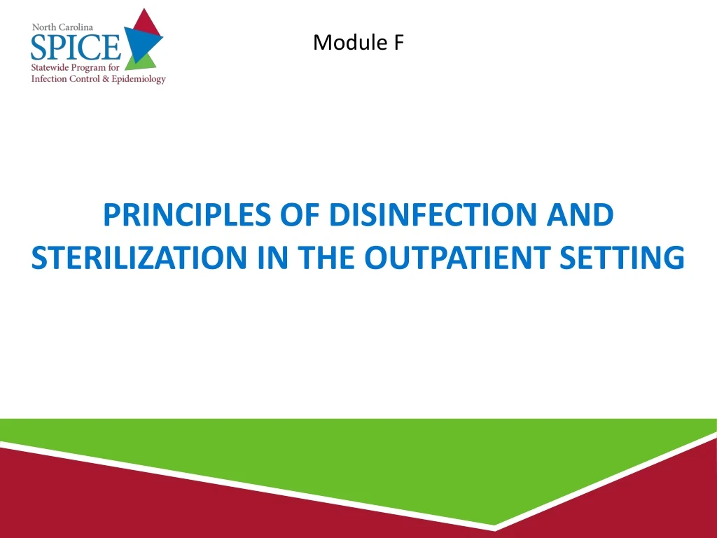 principles of disinfection and sterilization in the outpatient setting n.