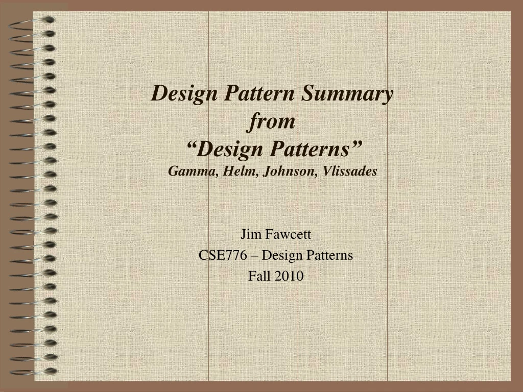 PPT - Design Pattern Summary from “Design Patterns” Gamma, Helm ...