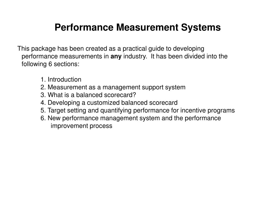 PPT - Performance Measurement Systems PowerPoint Presentation, Free ...