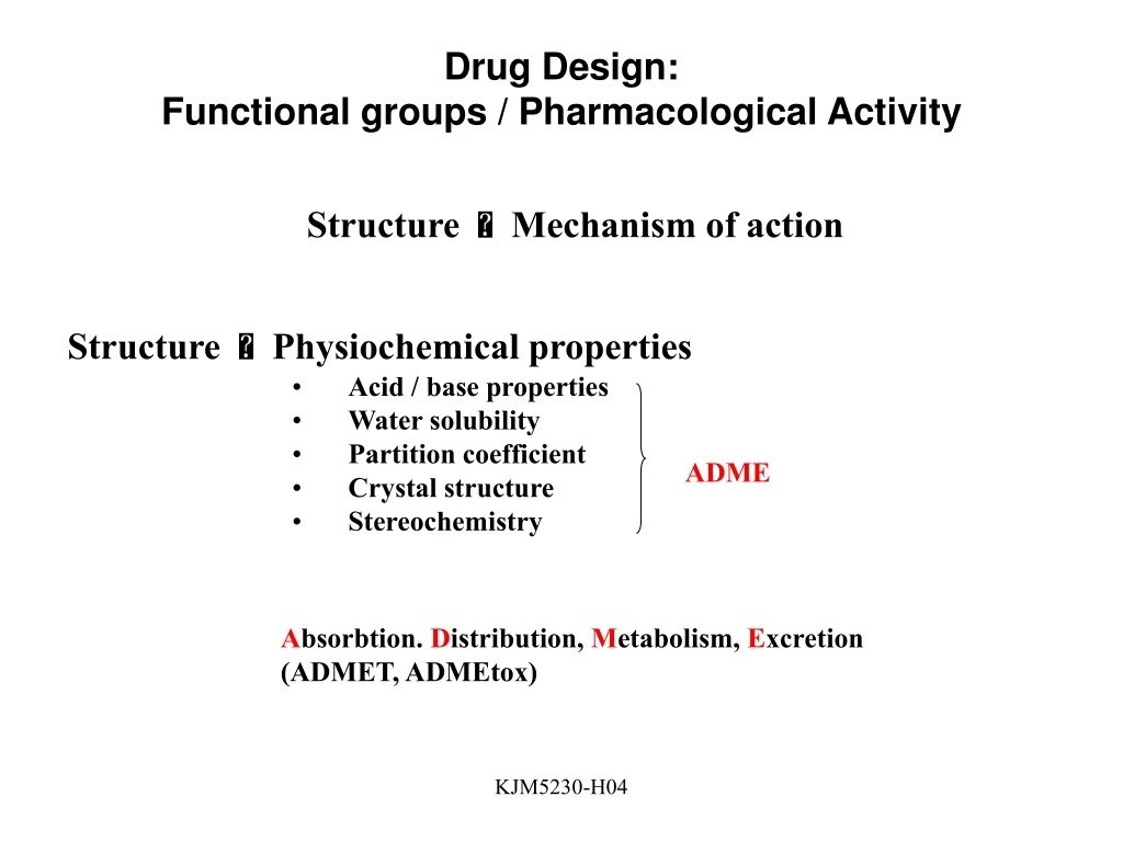 PPT Drug Design Functional groups / Pharmacological Activity