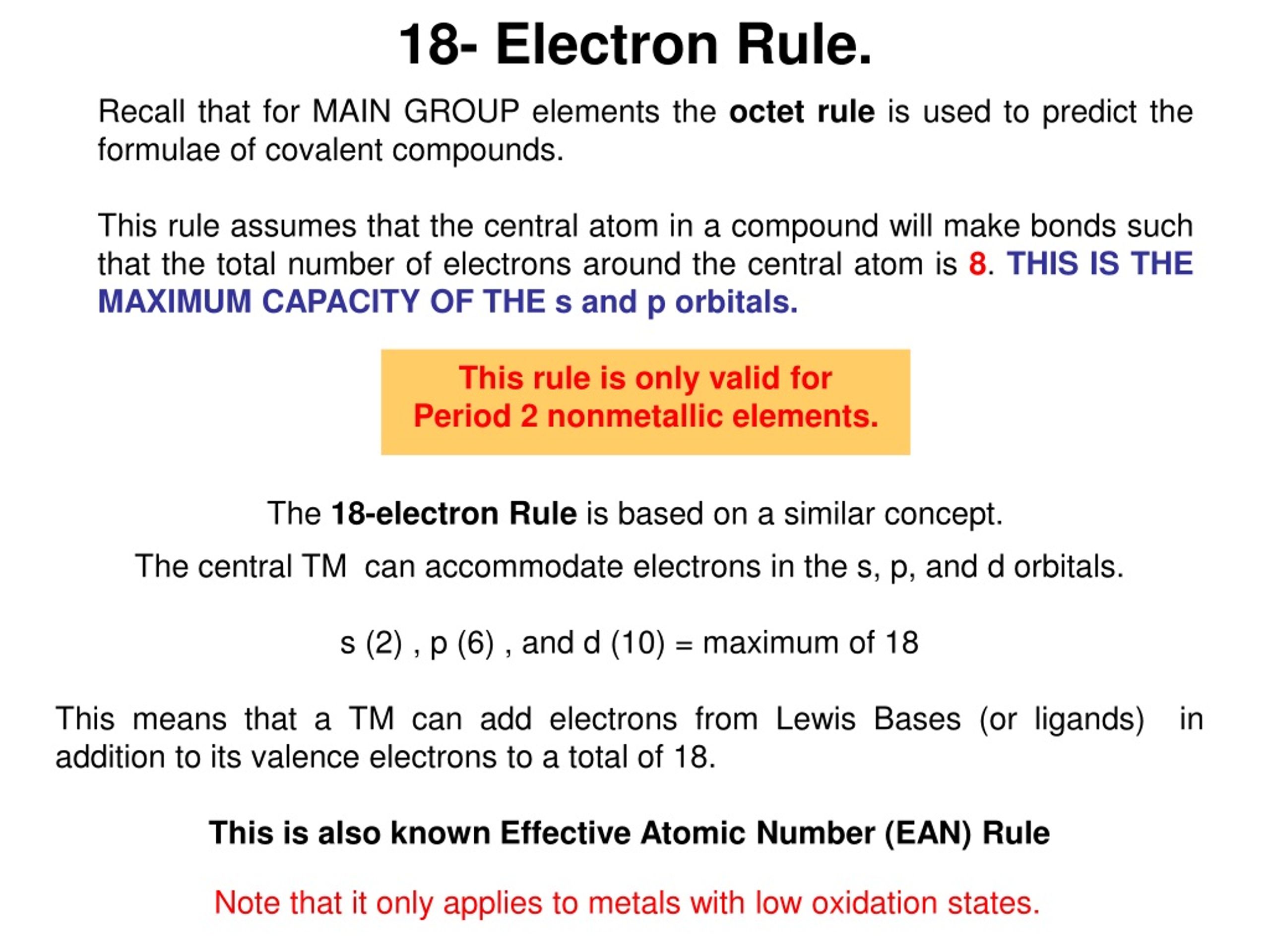 presentation on 18 electron rule
