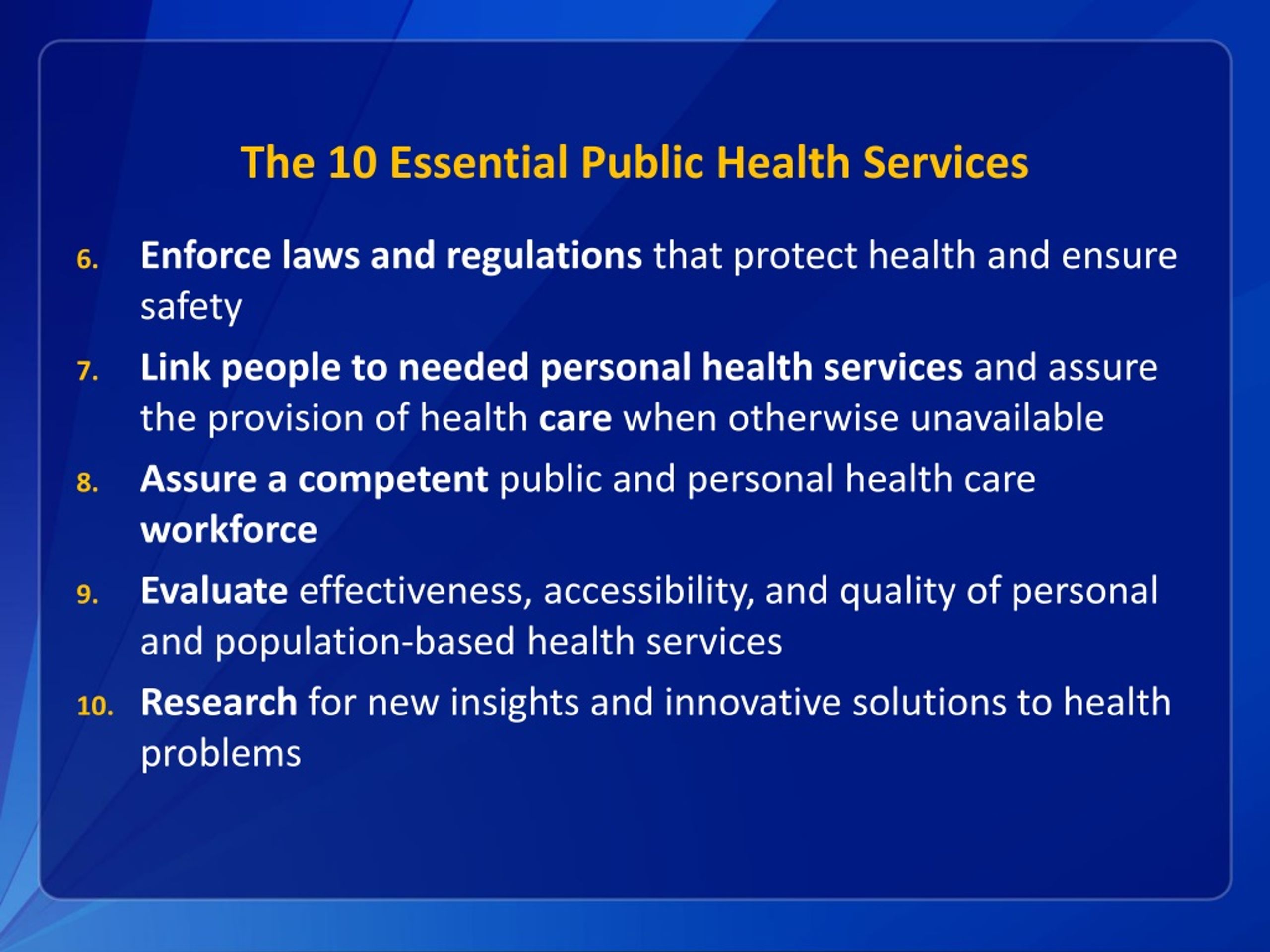 Ppt The 10 Essential Public Health Services An Overview Powerpoint