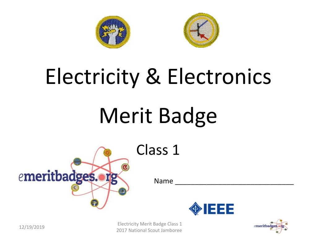 PPT Electricity & Electronics Merit Badge Class 1 PowerPoint