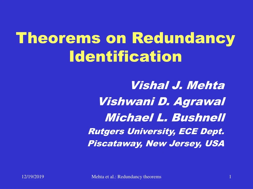 PPT Theorems On Redundancy Identification PowerPoint Presentation Free Download ID 9124962