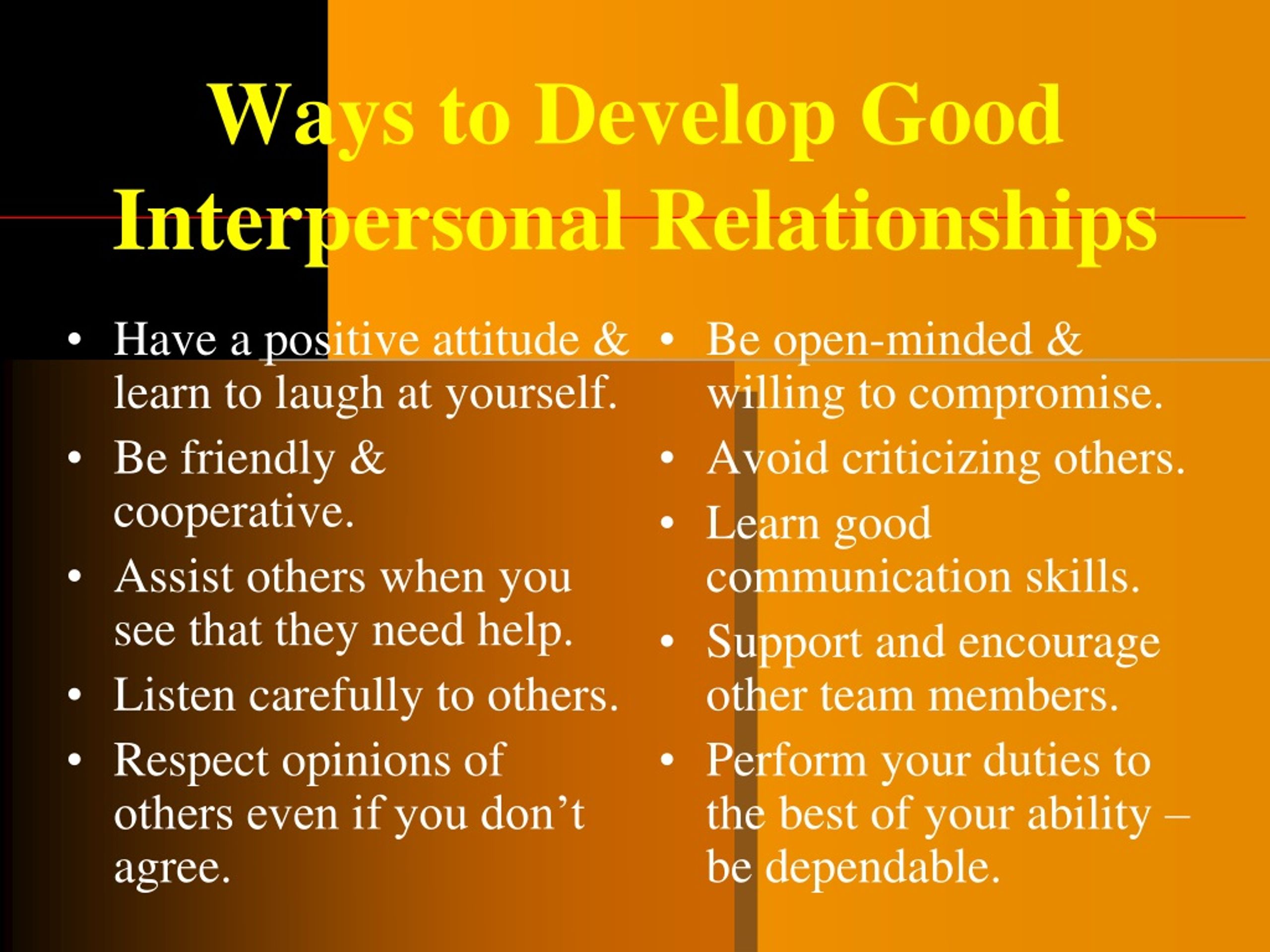 Importance of interpersonal relationships on the job