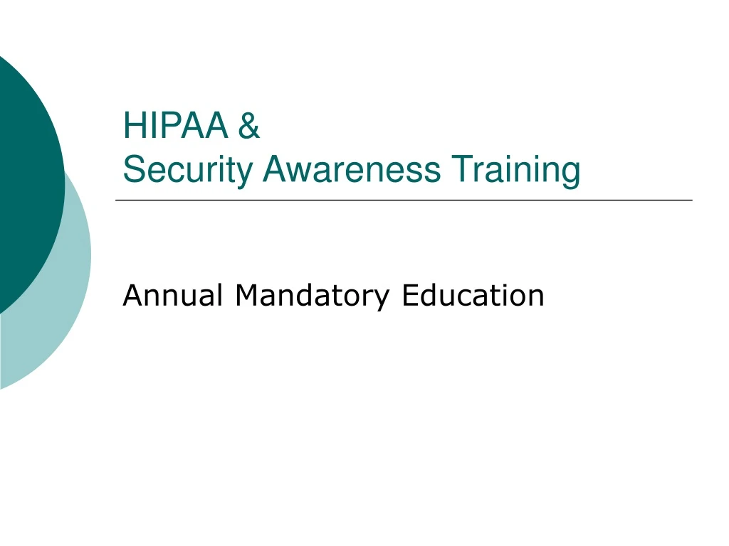 PPT - HIPAA & Security Awareness Training PowerPoint Presentation, Free ...