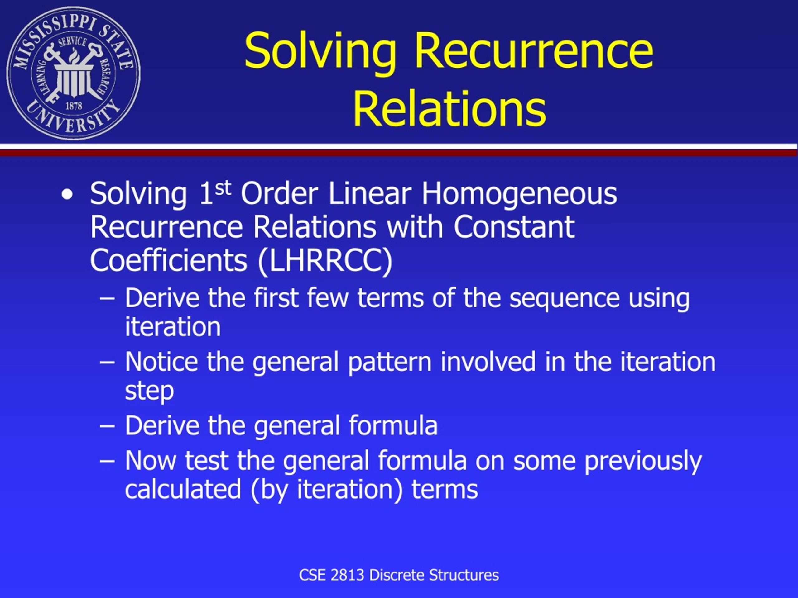 Ppt Solving Recurrence Relations Powerpoint Presentation Free Download Id9126957 3250