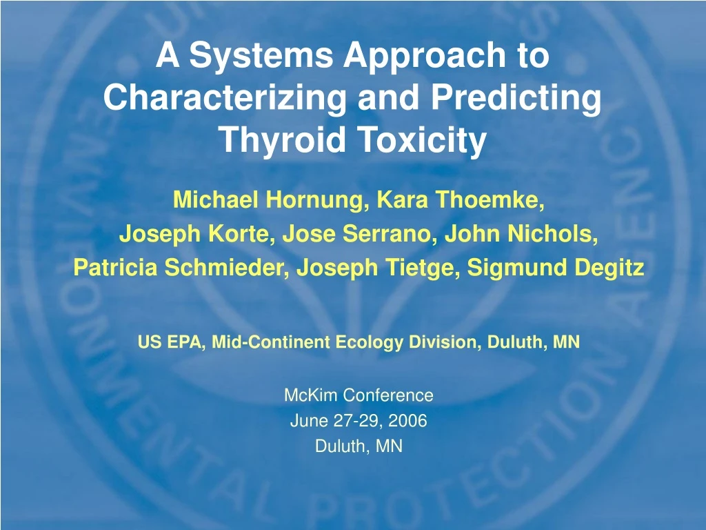PPT A Systems Approach to Characterizing and Predicting Thyroid