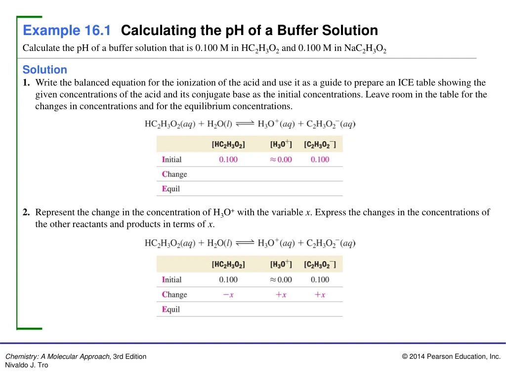 PPT - Example 16.1 Calculating the pH of a Buffer Solution PowerPoint ...