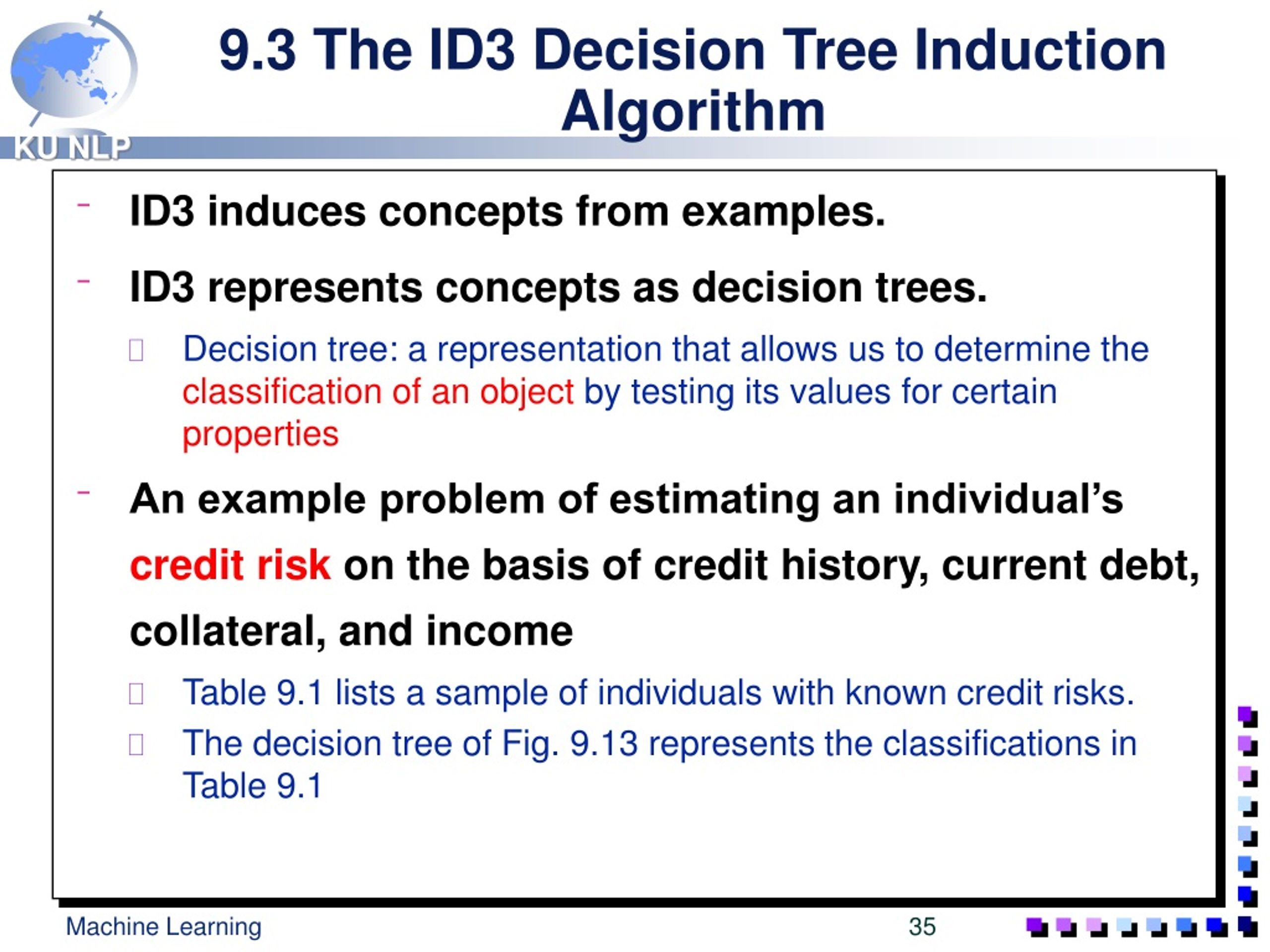 Id3 in clearance machine learning