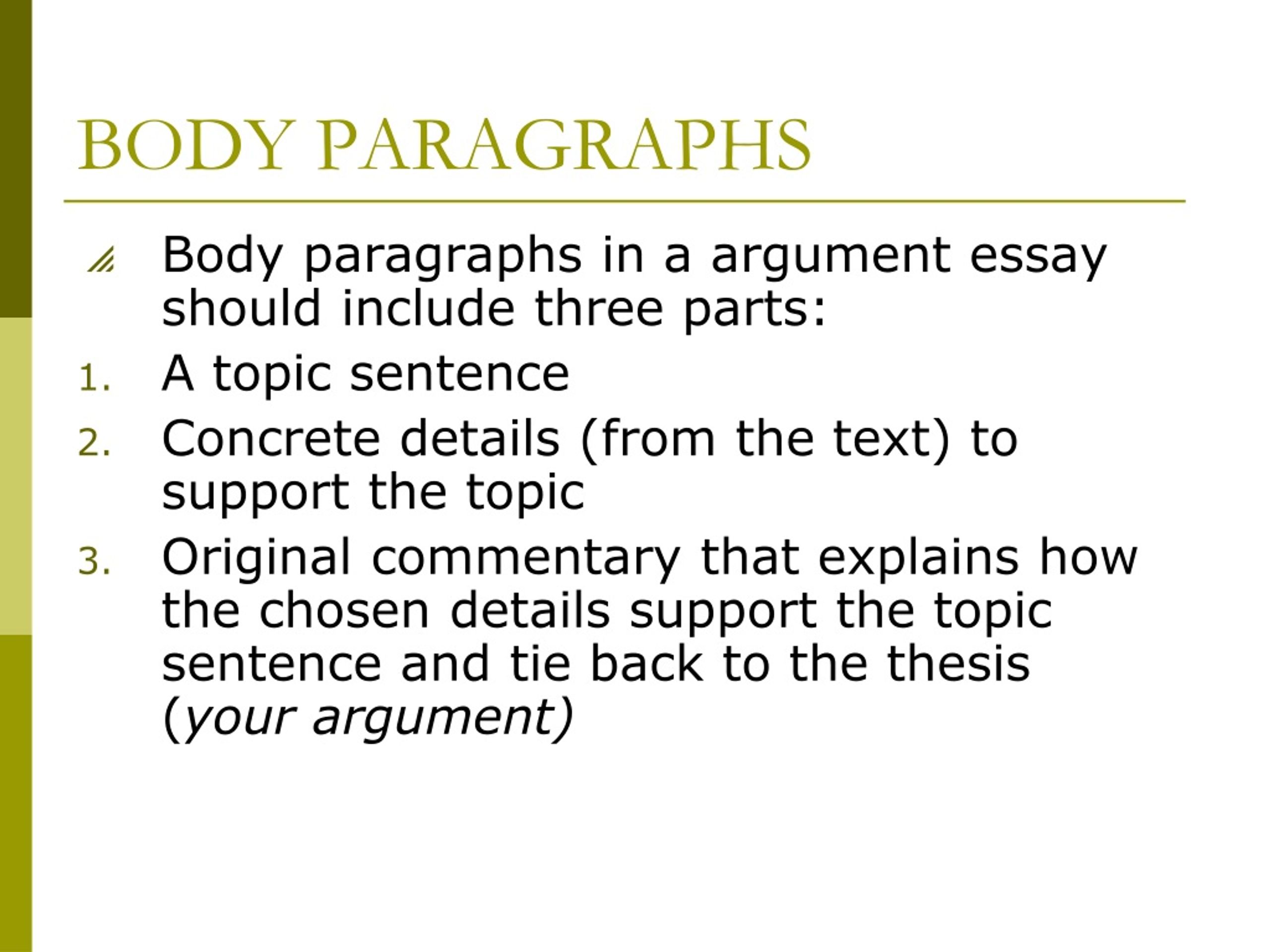PPT - BODY PARAGRAPHS PowerPoint Presentation, free download - ID:9132011