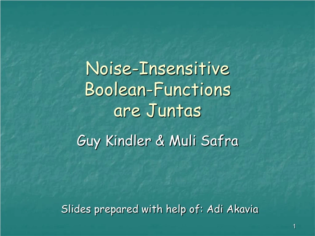noise insensitive boolean functions are juntas n.