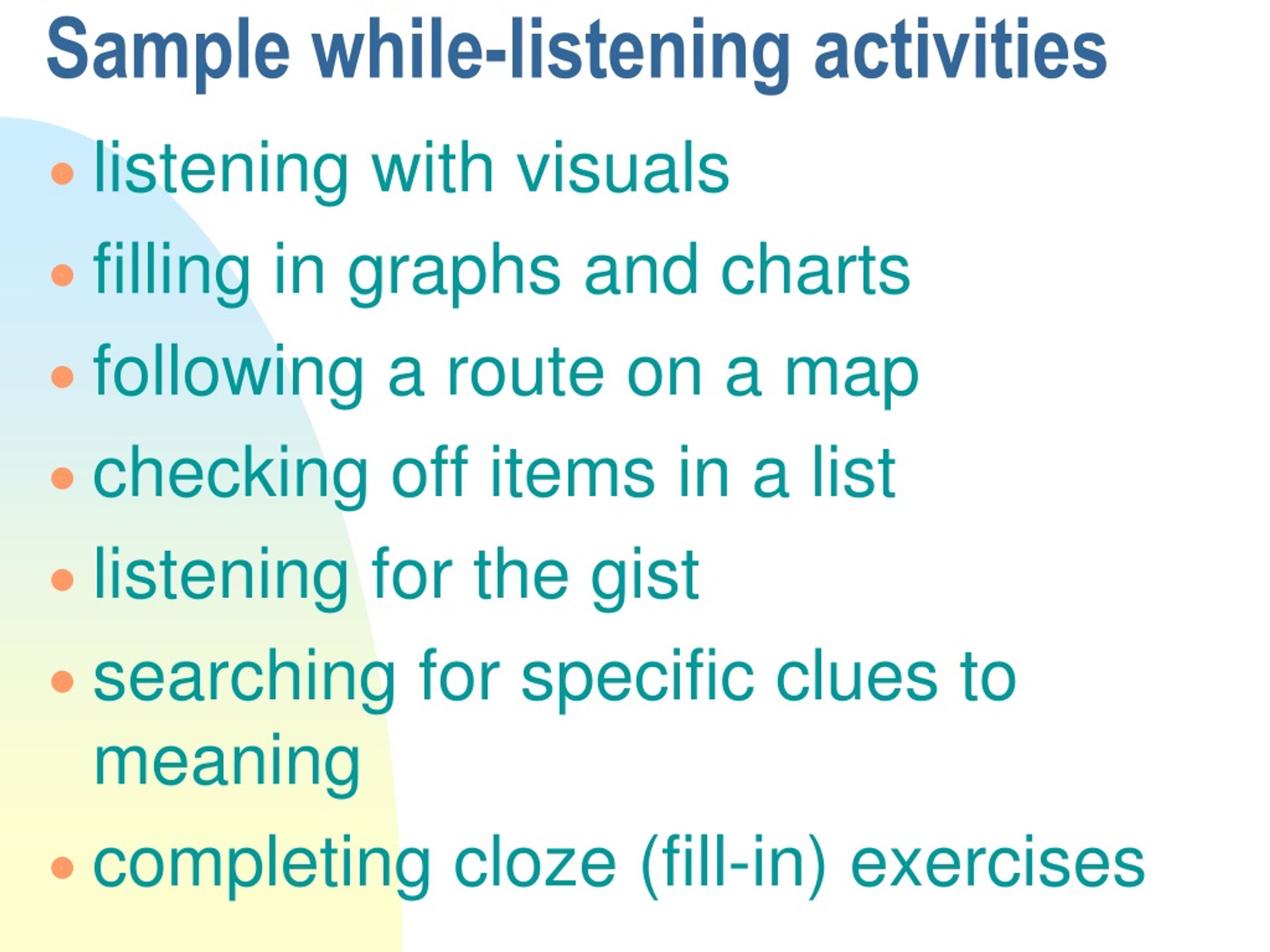 Activity post. While Listening activity. Post Listening activities. Pre Listening while Listening Post Listening. Post Listening activities примеры.