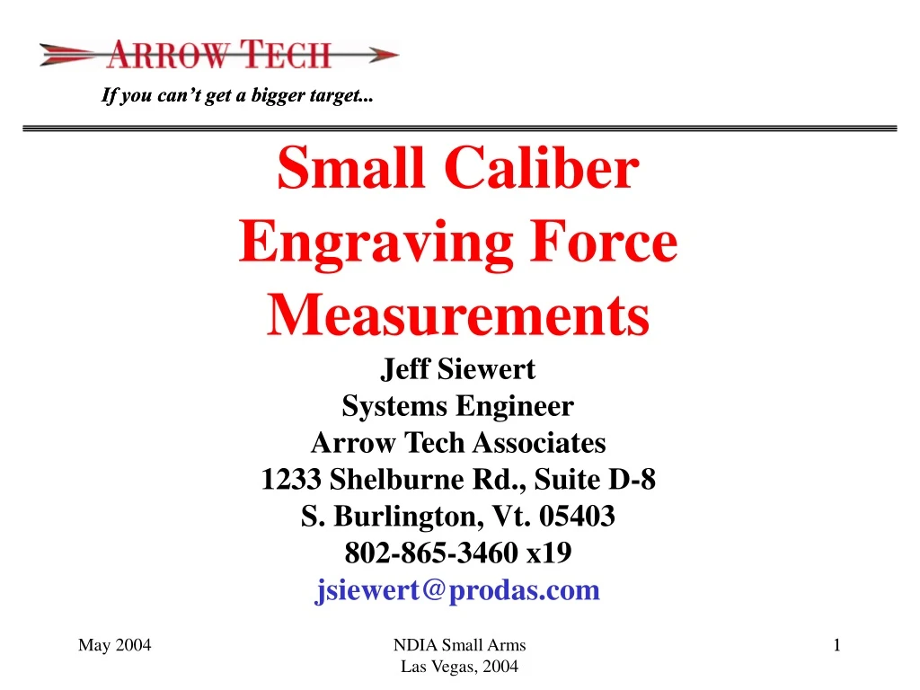 small caliber engraving force measurements jeff n.