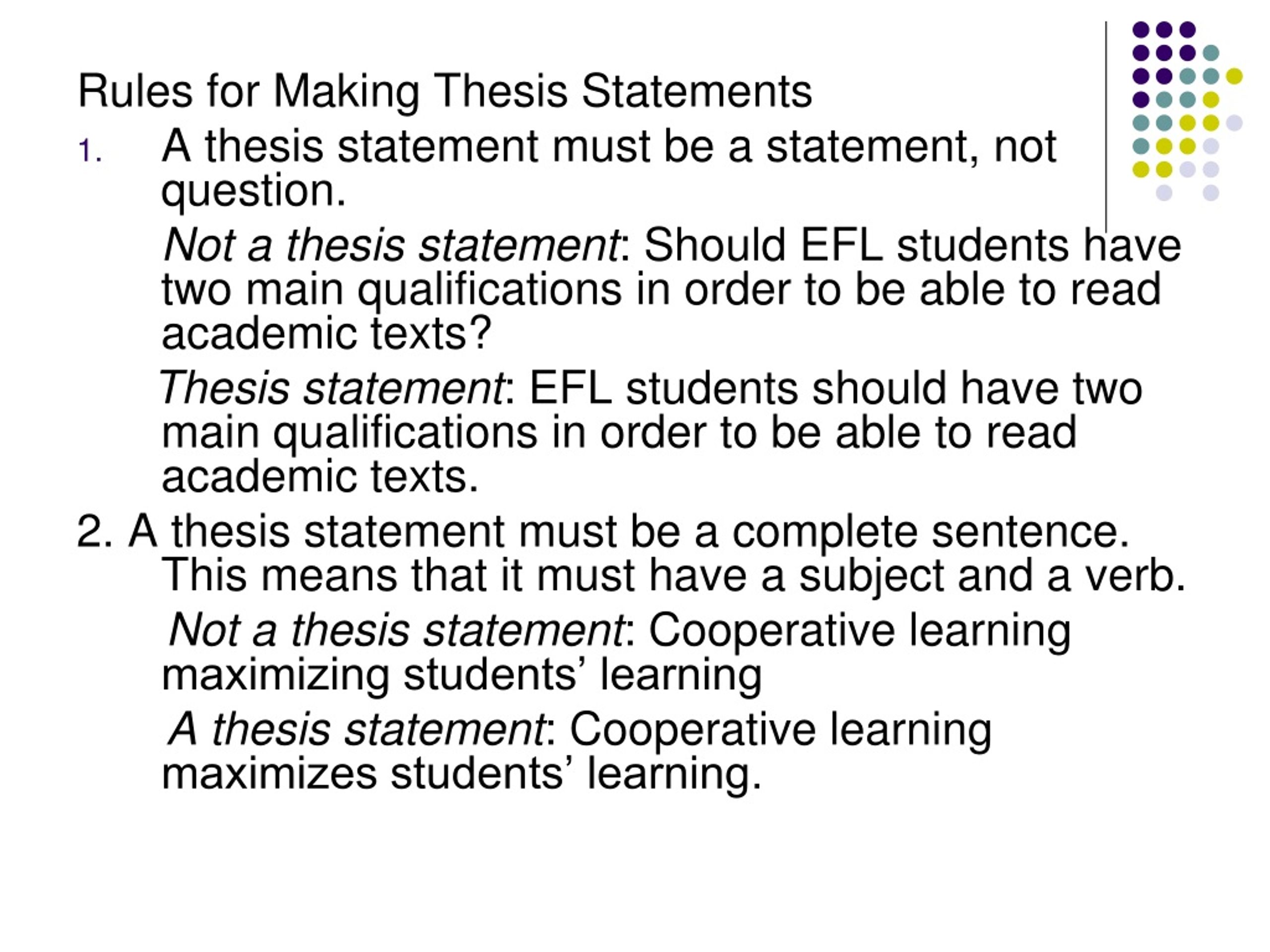 rules for thesis statements