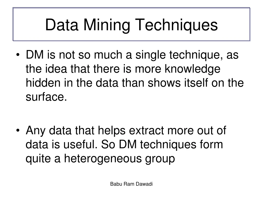 PPT Data Mining Techniques PowerPoint Presentation Free Download ID