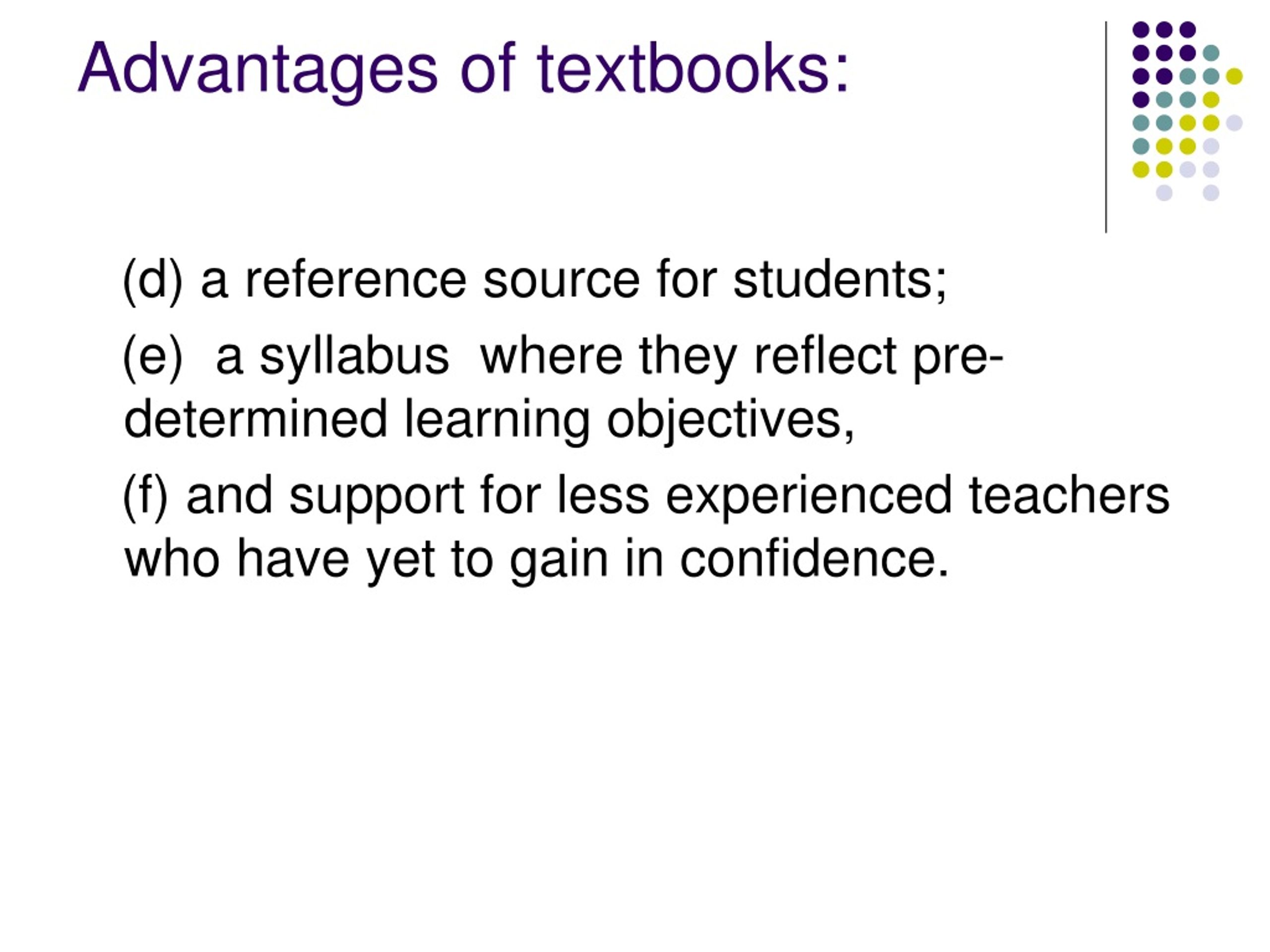 advantages of textbook review